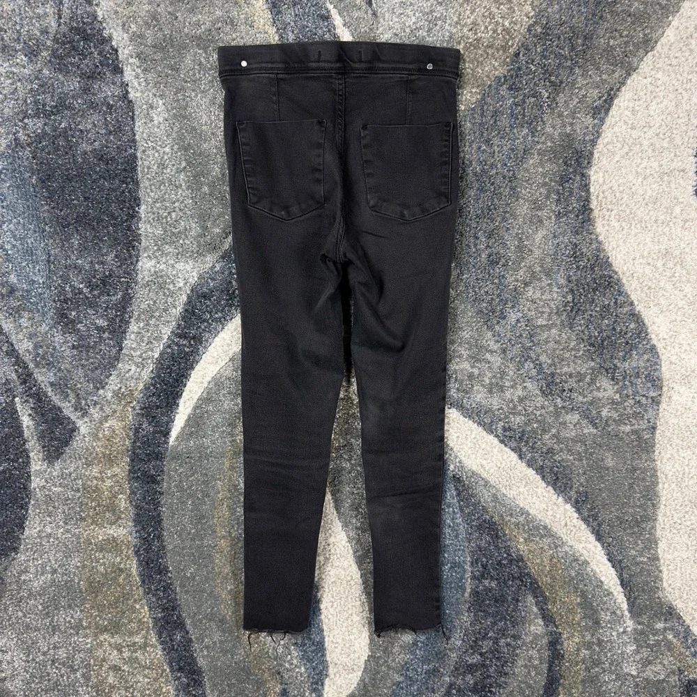 Free People High Rise Skinny Jeans Womens 25 Black Good Raw Hem Pull On